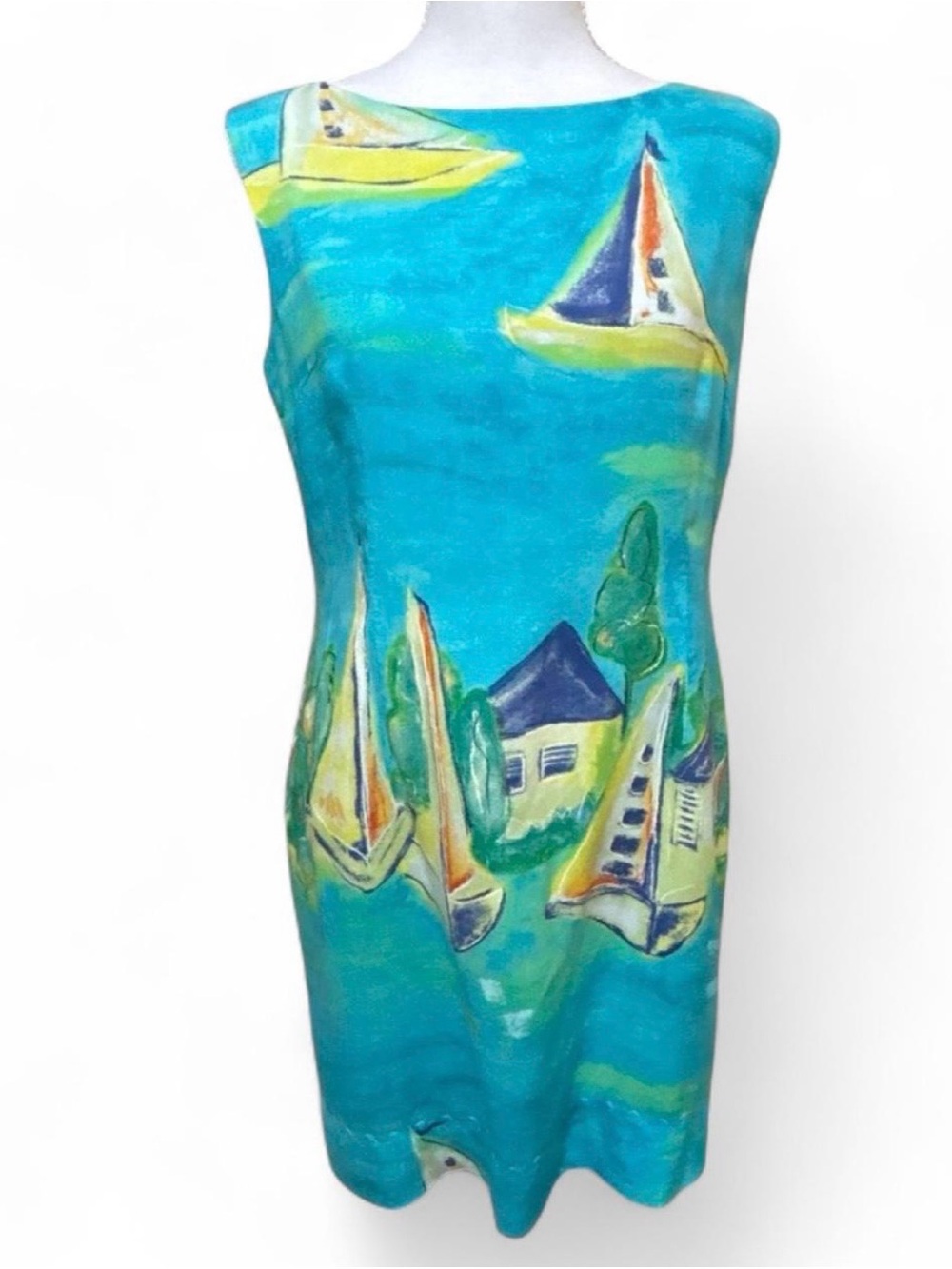 Time Sailboat Print Sheath Dress Size 13
Nautical Coastal grannycore